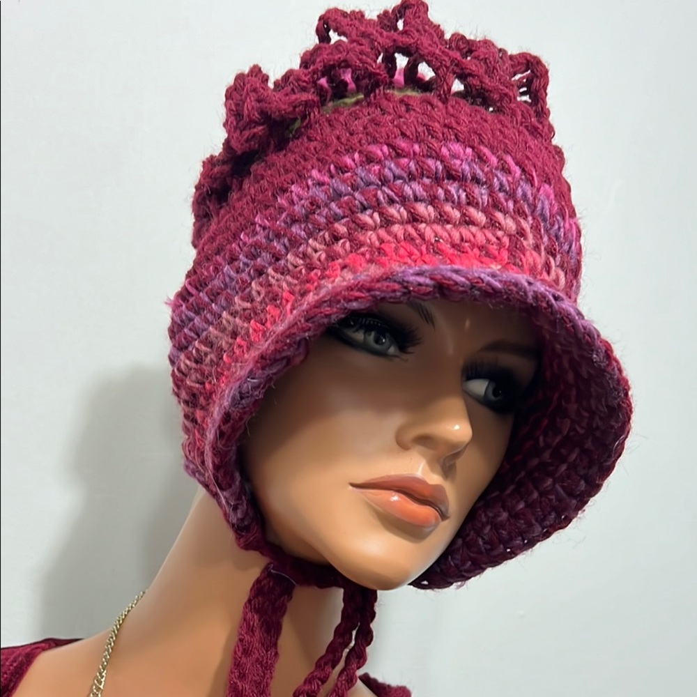 Handcrafted Burgundy Crochet Hat